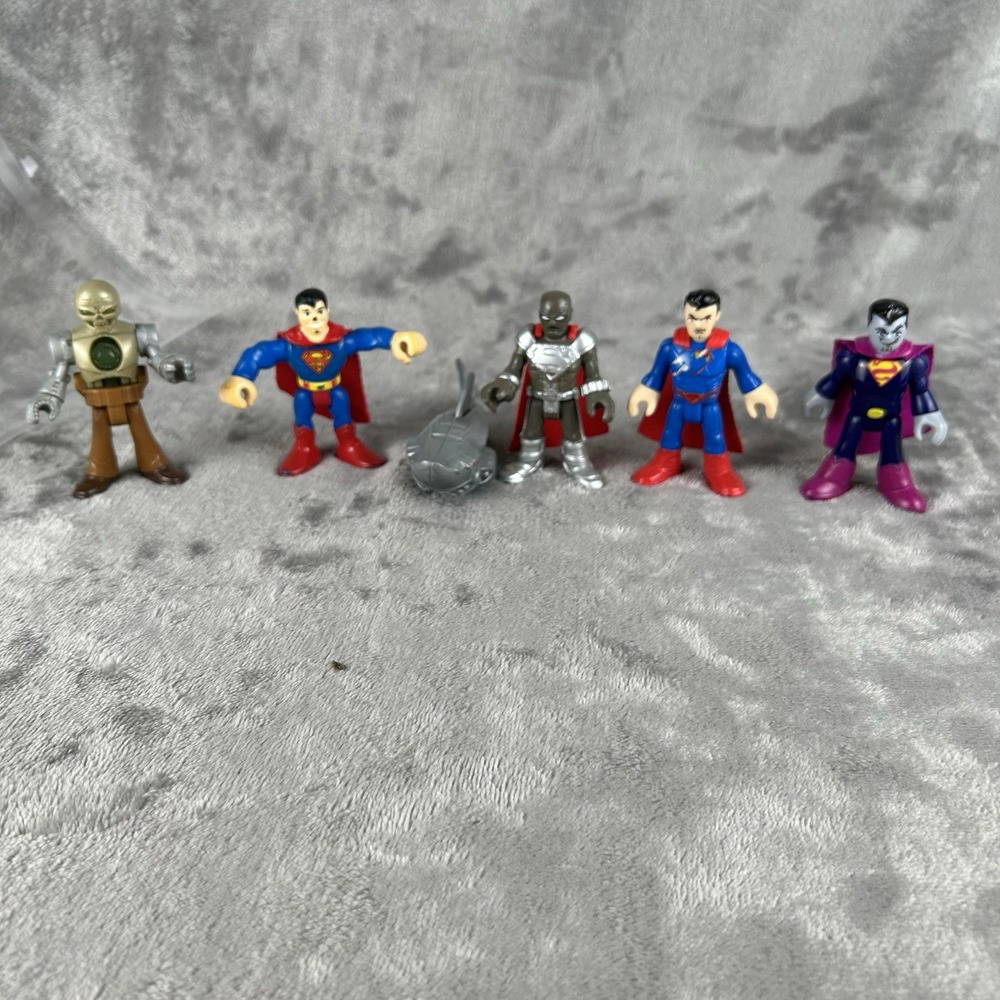 Imaginext Superman Figures Bundle 6 Battle Bizarro Steel Robo Shark Metallo